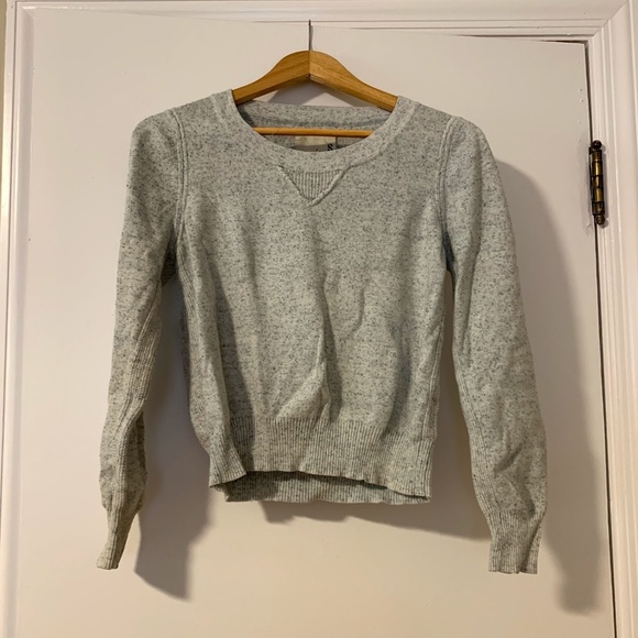 rag & bone Sweaters - rag & bone Light Gray Crew Neck Cropped Sweater